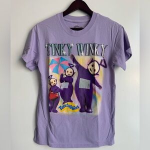Teletubbies Tinky Winky Graphic Tee Purple Y2K Small Short sleeve 1990s pbs